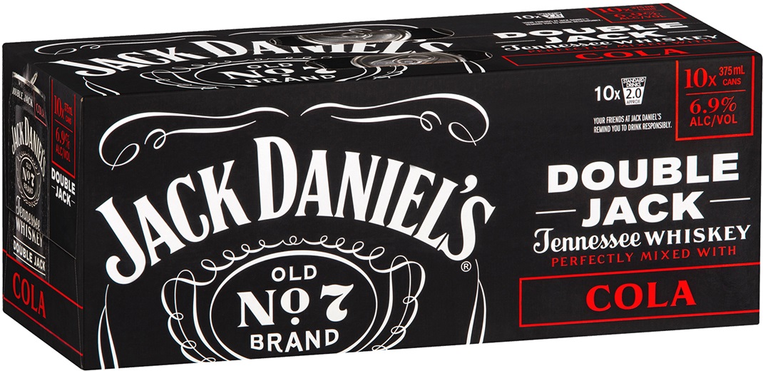 Jack Daniels Double Jack & Cola Can 375mL (10 Pack) First Choice